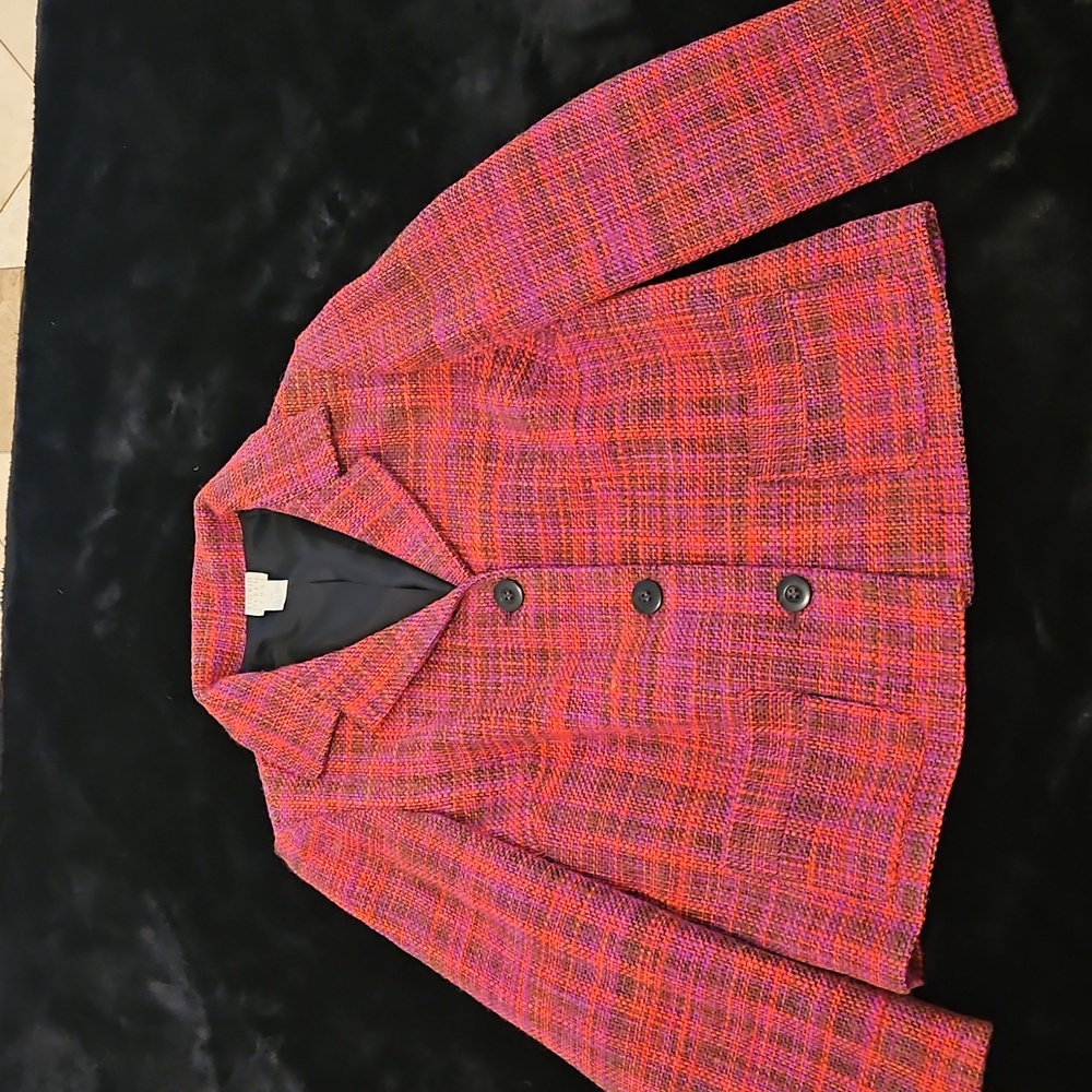 Sigrid Olsen Women's Wool Blend Tweed Plaid Blazer - Sz Petite M